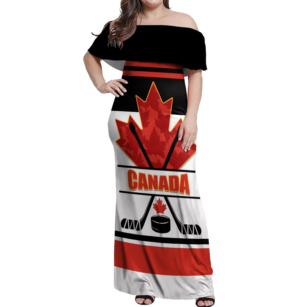 Canada Hockey 2024 Off Shoulder Maxi Dress Hockey is Canada Game - Wonder Print Shop