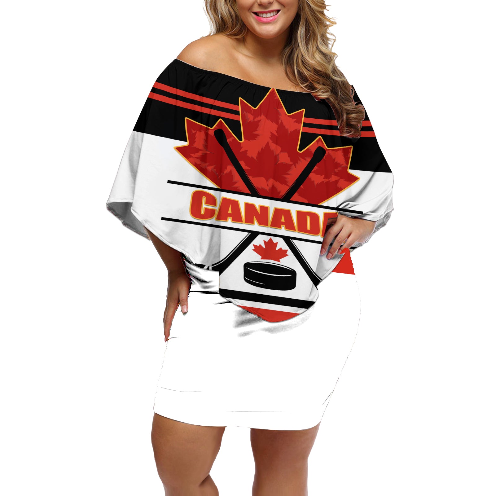 Canada Hockey 2024 Off Shoulder Short Dress Hockey is Canada Game - Wonder Print Shop