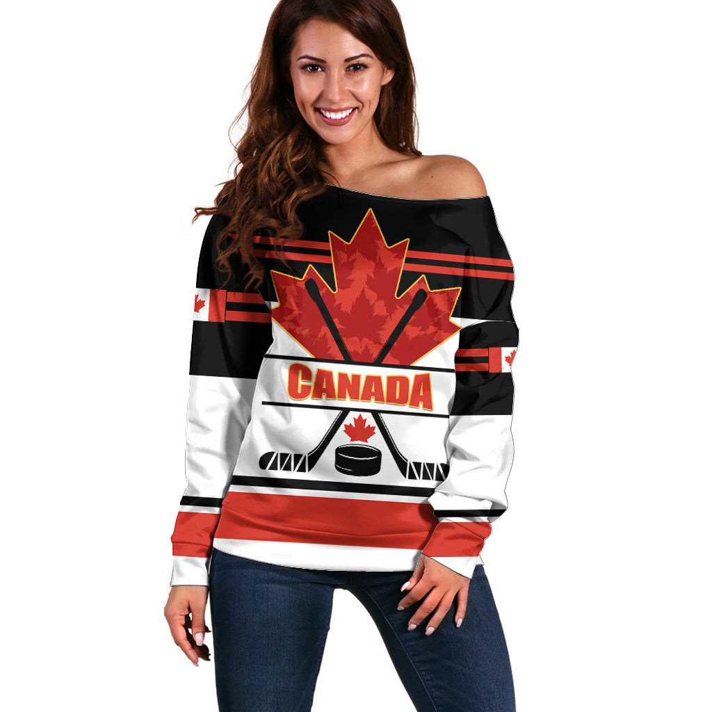 Canada Hockey 2024 Off Shoulder Sweater Hockey is Canada Game - Wonder Print Shop