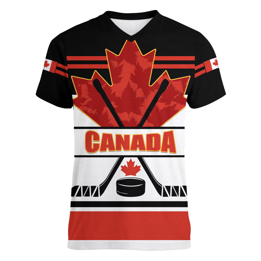 Canada Hockey 2024 Women V-Neck T-Shirt Hockey is Canada Game