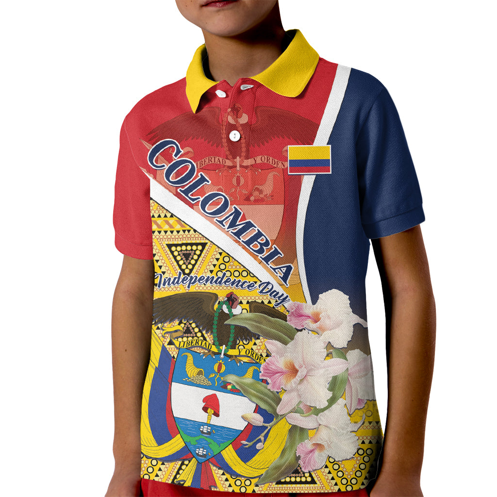 Colombia Independence Day Kid Polo Shirt Libertad y Orden Colombian Pattern - Wonder Print Shop