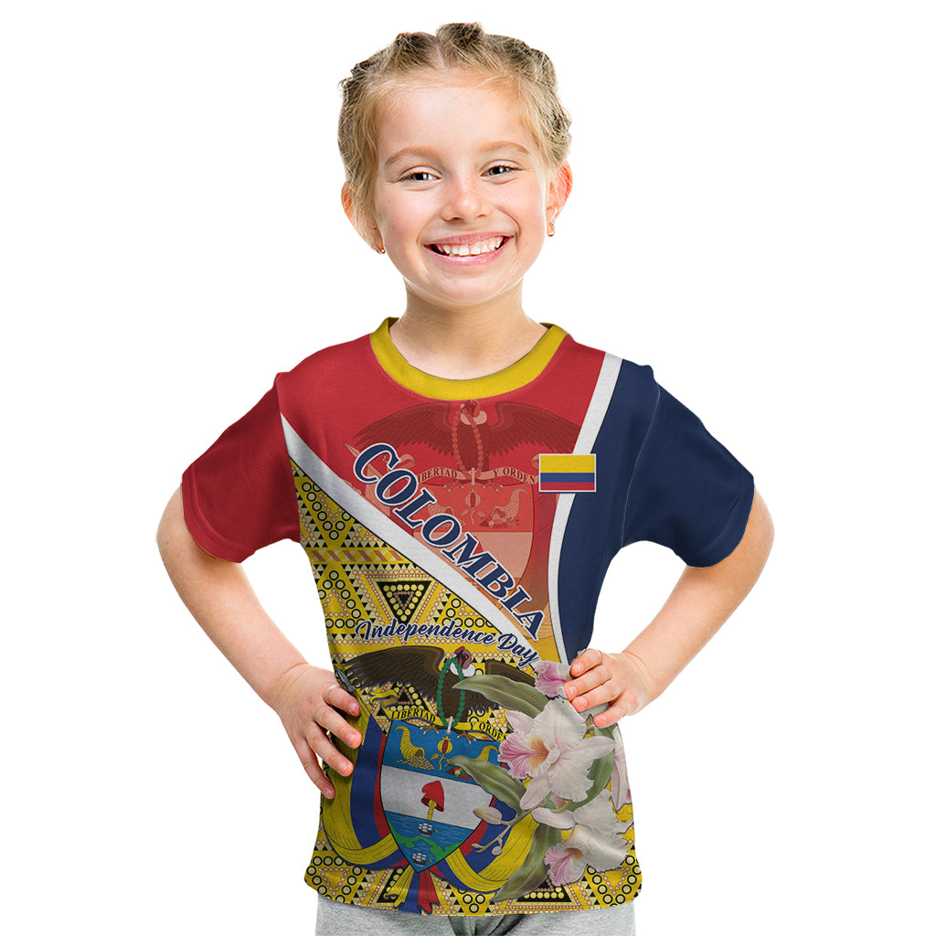 Colombia Independence Day Kid T Shirt Libertad y Orden Colombian Pattern - Wonder Print Shop