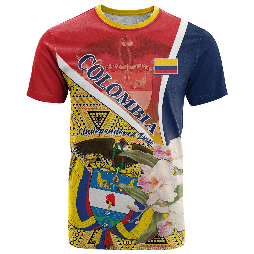 Colombia Independence Day T Shirt Libertad y Orden Colombian Pattern - Wonder Print Shop