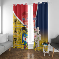 Colombia-themed window curtain pair with hanging rod rings and red-blue flag artwork