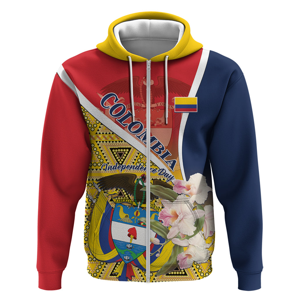 Colombia Independence Day Zip Hoodie Libertad y Orden Colombian Pattern - Wonder Print Shop