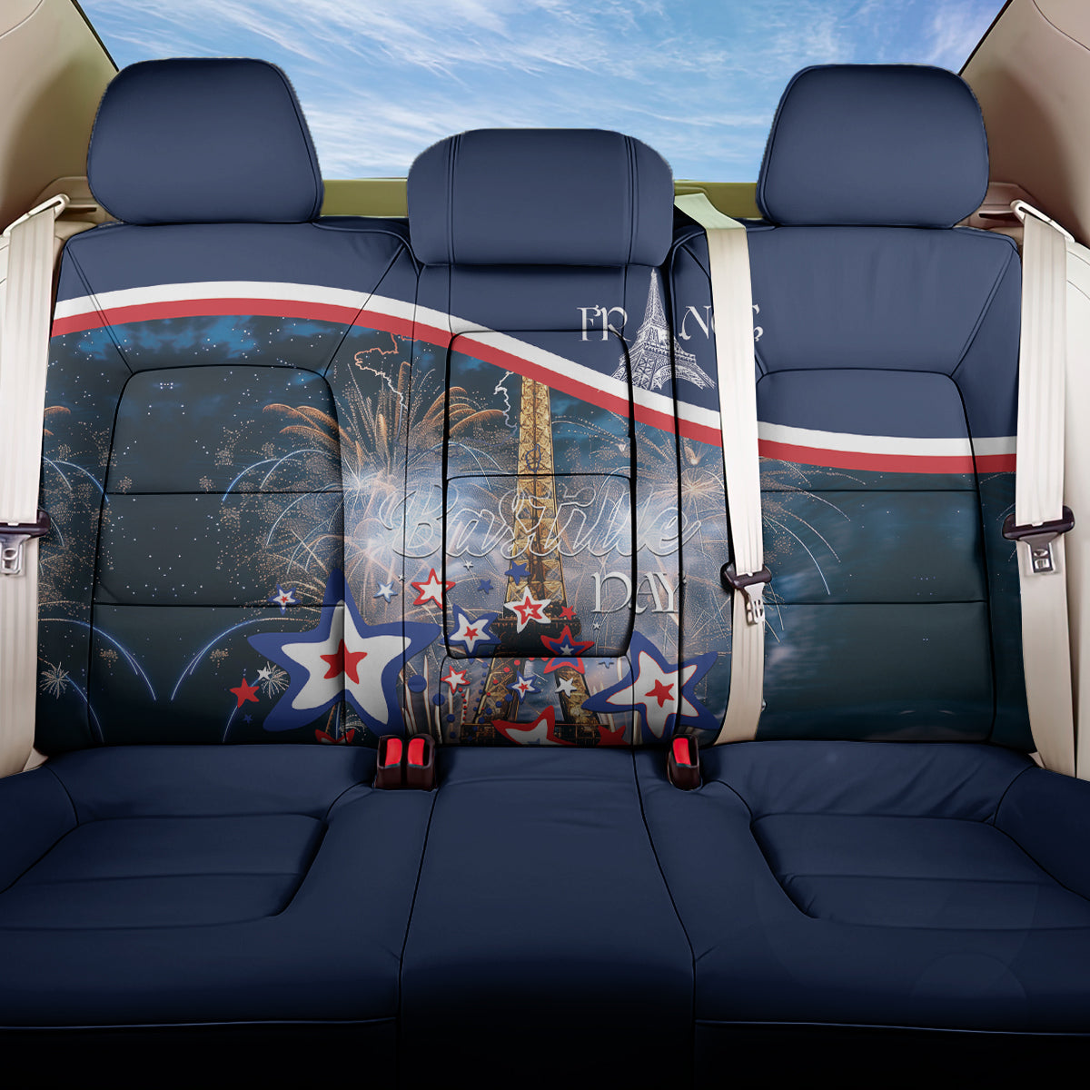 France Bastille Day Back Car Seat Cover Fete Nationale du 14 juillet - Wonder Print Shop