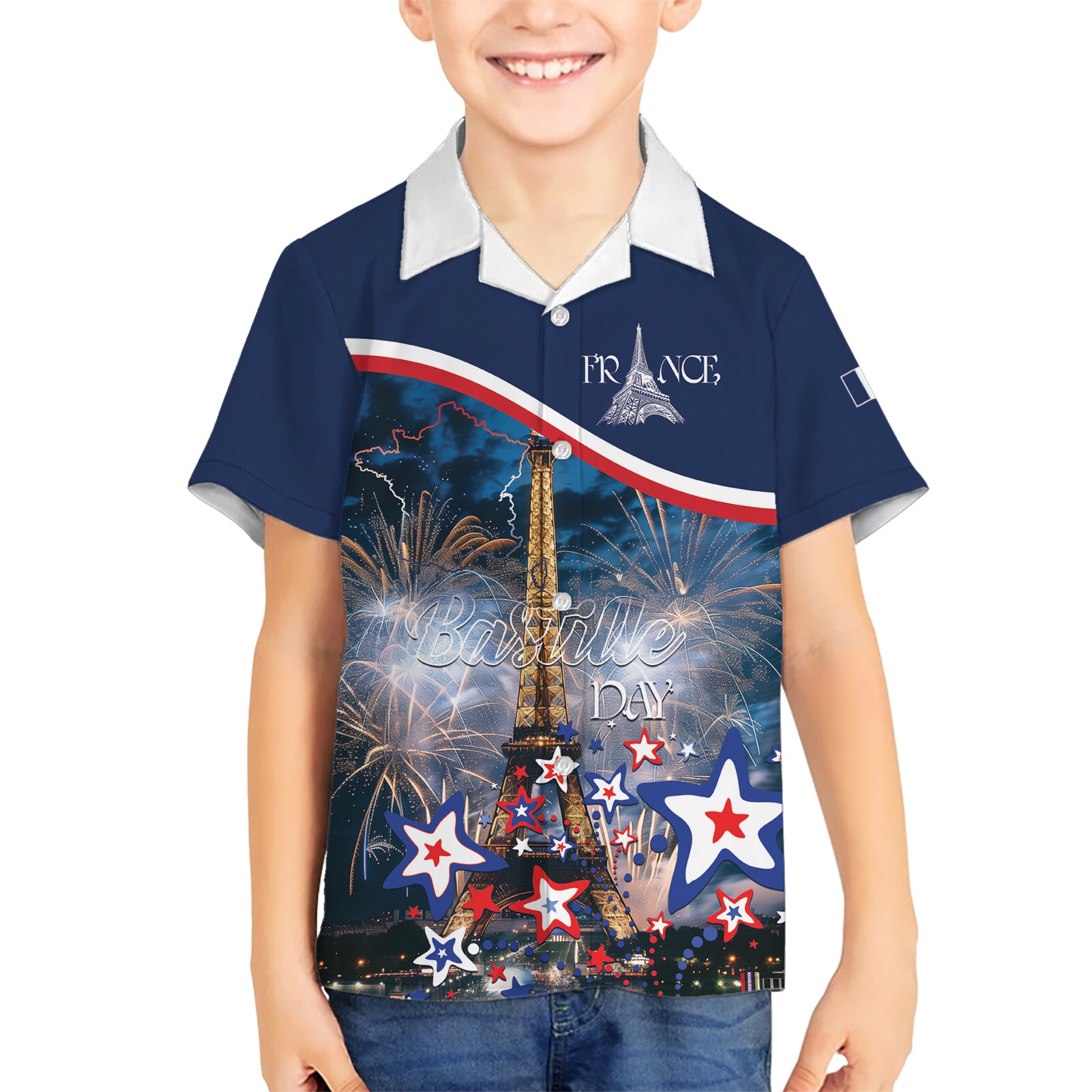 Personalized France Bastille Day Kid Hawaiian Shirt Fete Nationale du 14 juillet - Wonder Print Shop