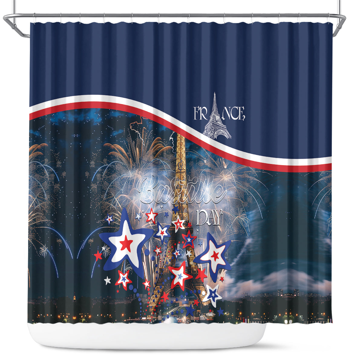 France Bastille Day Shower Curtain Fete Nationale du 14 juillet