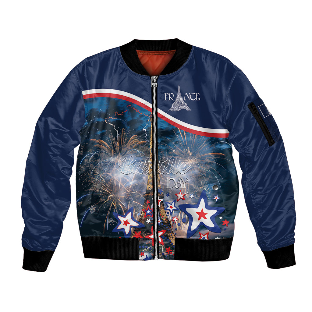 Personalized France Bastille Day Sleeve Zip Bomber Jacket Fete Nationale du 14 juillet - Wonder Print Shop