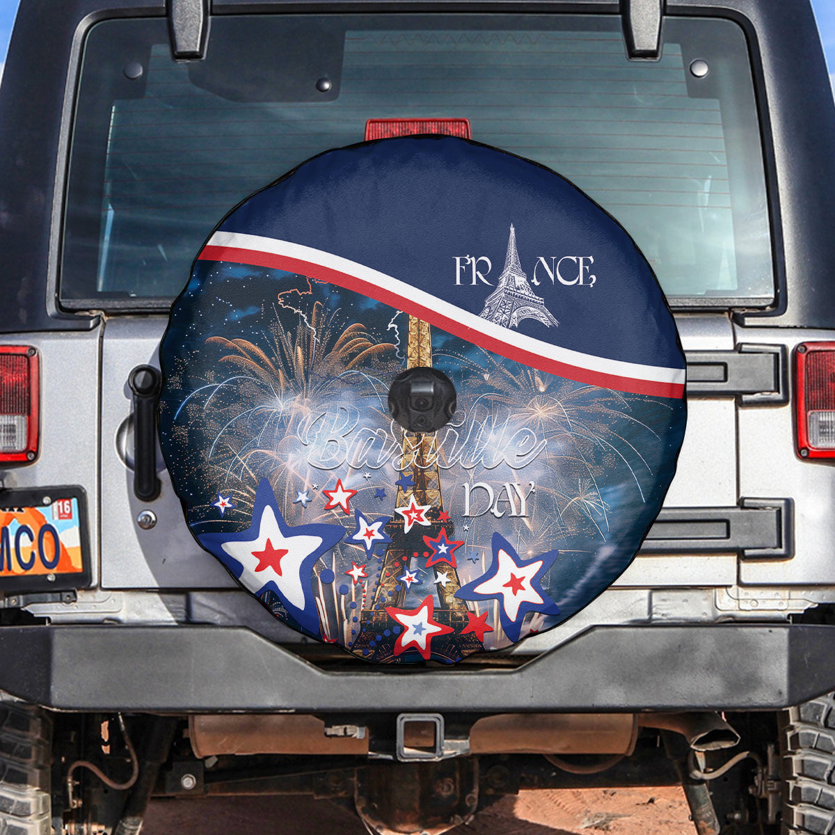 France Bastille Day Spare Tire Cover Fete Nationale du 14 juillet - Wonder Print Shop