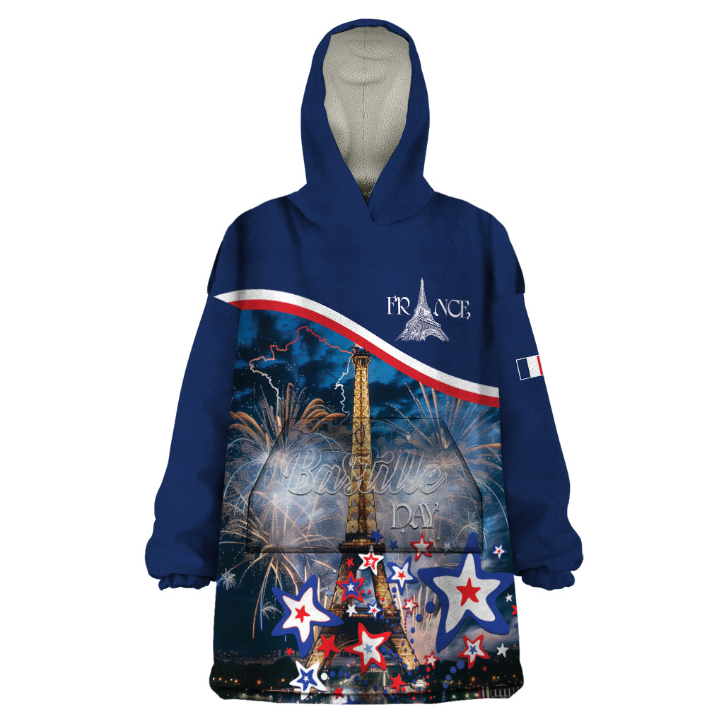 Personalized France Bastille Day Wearable Blanket Hoodie Fete Nationale du 14 juillet - Wonder Print Shop