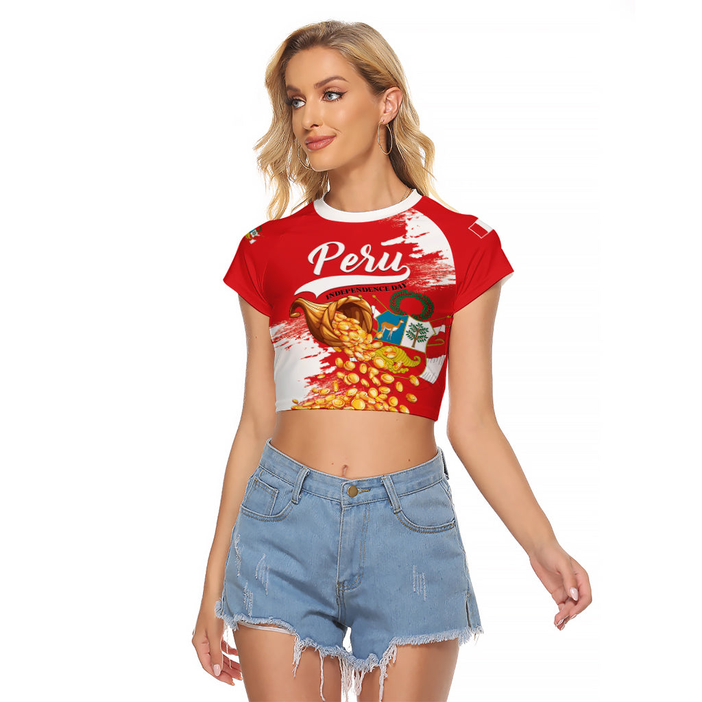 Peru Independence Day Raglan Cropped T Shirt Feliz 28 de Julio Felices Fiestas Patrias - Wonder Print Shop