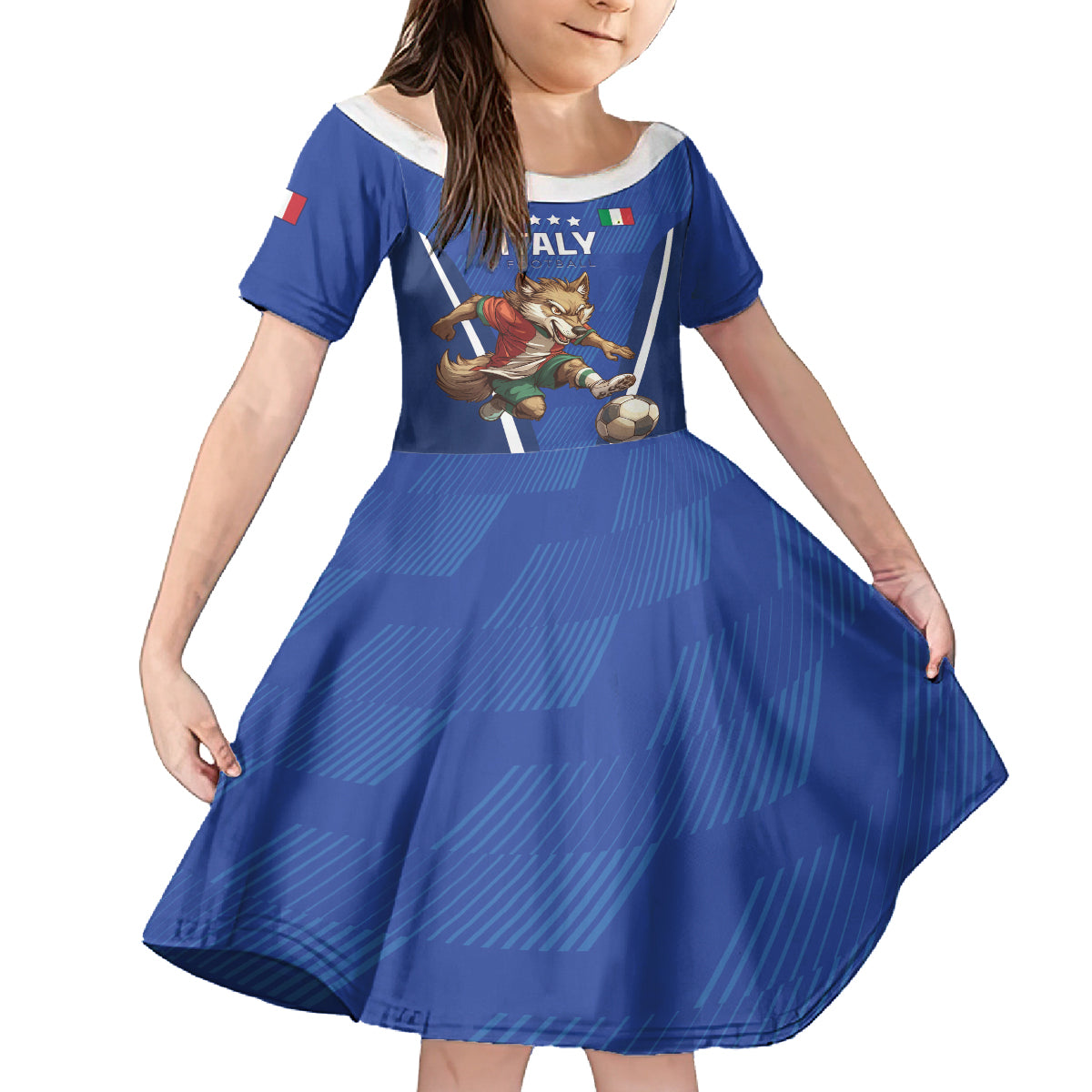 Custom Italy 2024 Football Kid Short Sleeve Dress 2024 Go Gli Azzurri - Wonder Print Shop