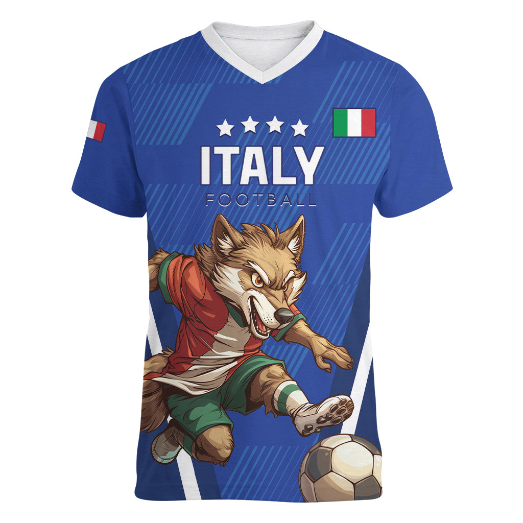 Custom Italy 2024 Football Women V-Neck T-Shirt 2024 Go Gli Azzurri