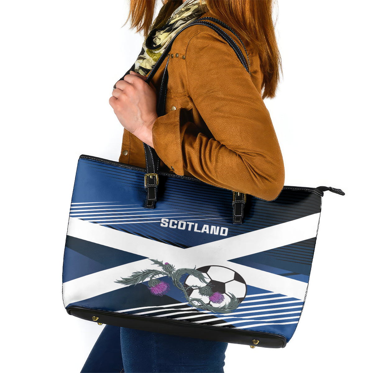 Scotland 2024 Football Leather Tote Bag 2024 Go Champions - Wonder Print Shop