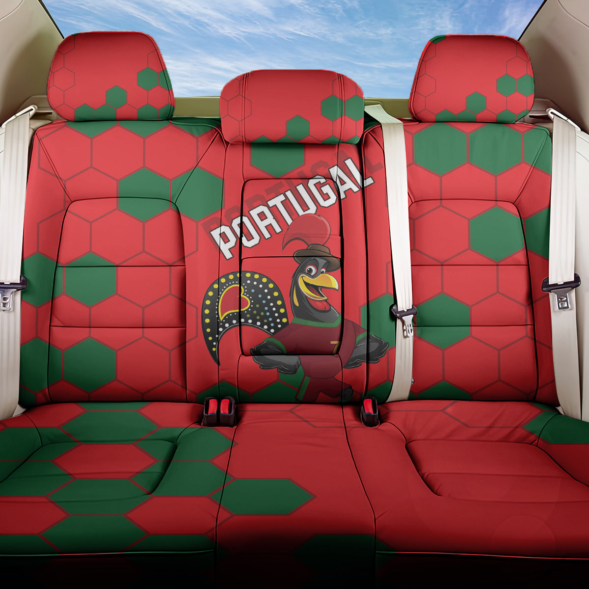 Portugal 2024 Football Back Car Seat Cover 2024 Go Champions - Wonder Print Shop