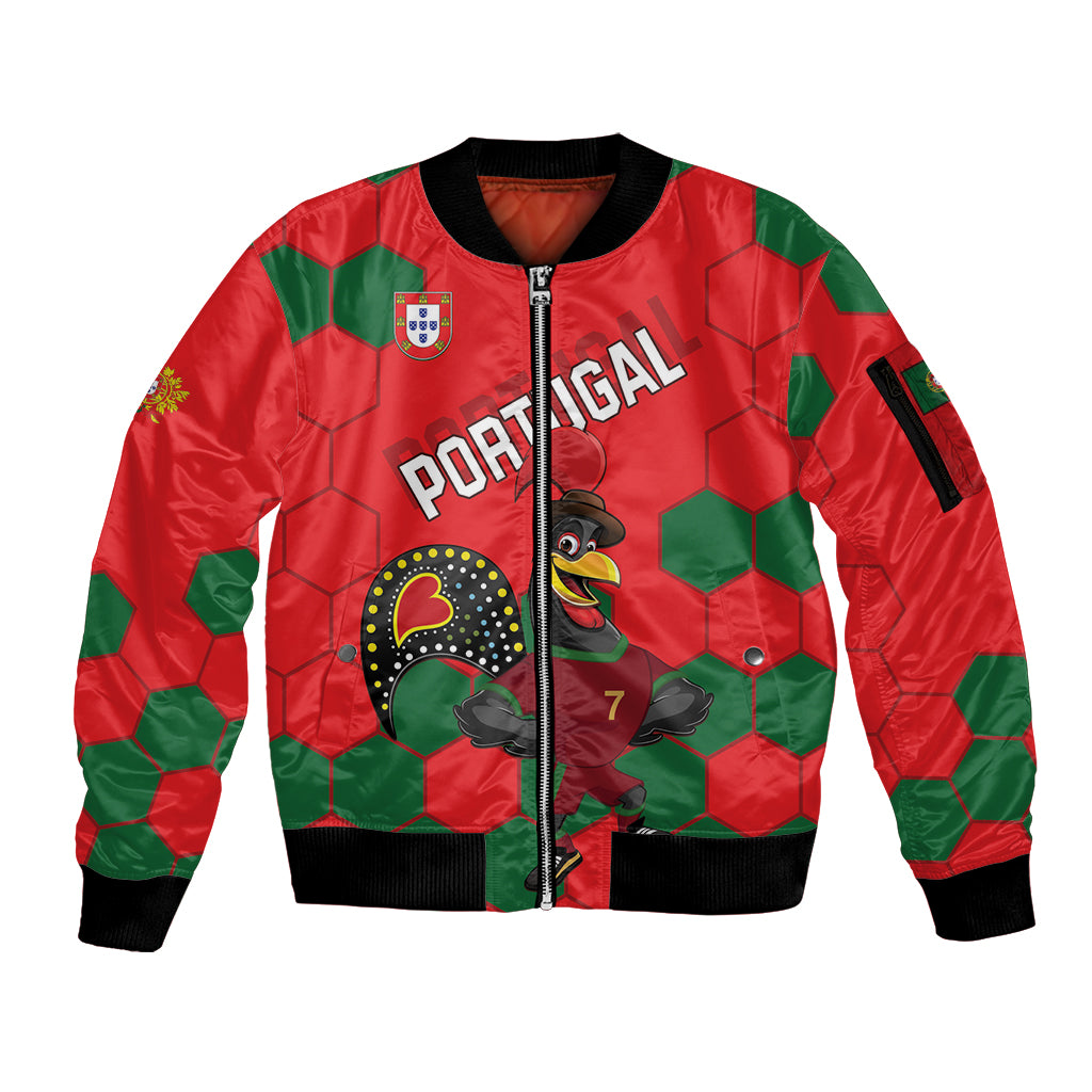 Custom Portugal 2024 Football Sleeve Zip Bomber Jacket 2024 Go Champions - Wonder Print Shop