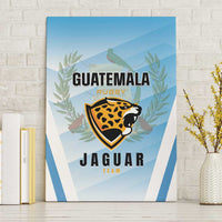 Blue Guatemala rugby jaguar team canvas wall art with shield logo and leaf accents