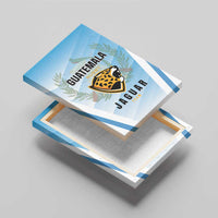 Blue Guatemala rugby jaguar team canvas wall art, angled close view of the artwork