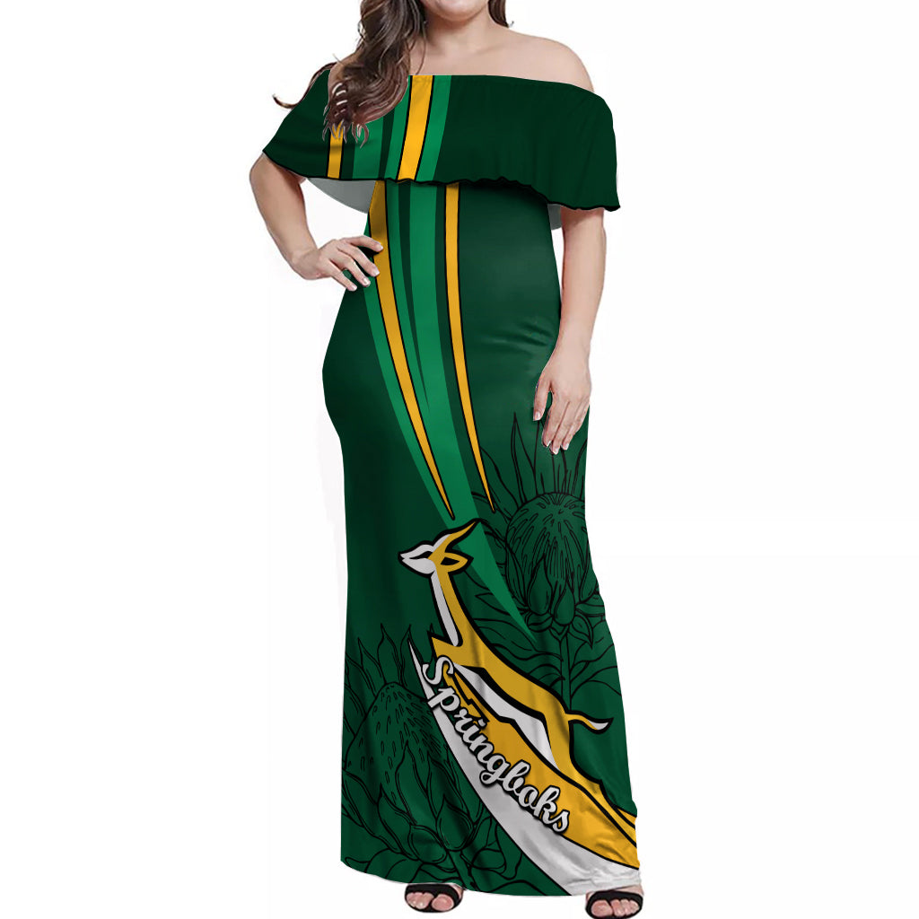 South Africa Rugby Off Shoulder Maxi Dress Springboks Go Champions World Cup 2023 - Wonder Print Shop