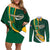 Personalised South Africa Rugby Couples Matching Off Shoulder Short Dress and Long Sleeve Button Shirts Springboks Go Champions World Cup 2023 - Wonder Print Shop