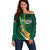 Personalised South Africa Rugby Off Shoulder Sweater Springboks Go Champions World Cup 2023 - Wonder Print Shop