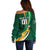 Personalised South Africa Rugby Off Shoulder Sweater Springboks Go Champions World Cup 2023 - Wonder Print Shop