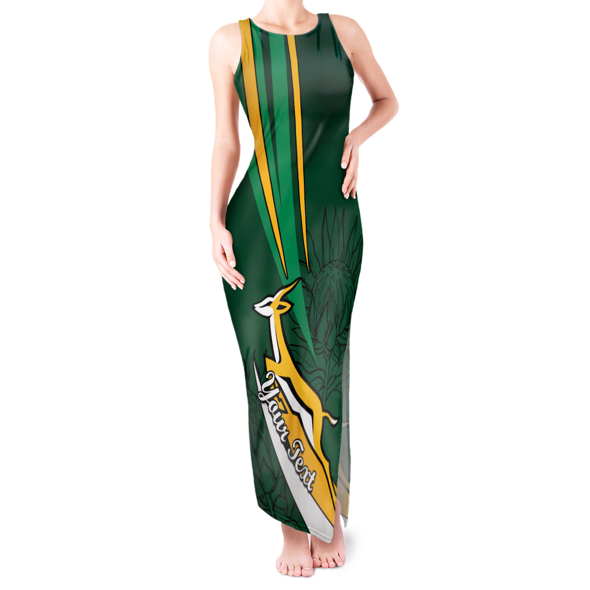 personalised-south-africa-rugby-tank-maxi-dress-springboks-go-champions-world-cup-2023