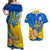 Ukraine Independence Day Couples Matching Off Shoulder Maxi Dress and Hawaiian Shirt Ukrainian Trident Special Version - Wonder Print Shop