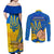 Ukraine Independence Day Couples Matching Off Shoulder Maxi Dress and Long Sleeve Button Shirts Ukrainian Trident Special Version - Wonder Print Shop