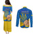 Ukraine Independence Day Couples Matching Puletasi Dress and Long Sleeve Button Shirts Ukrainian Trident Special Version - Wonder Print Shop