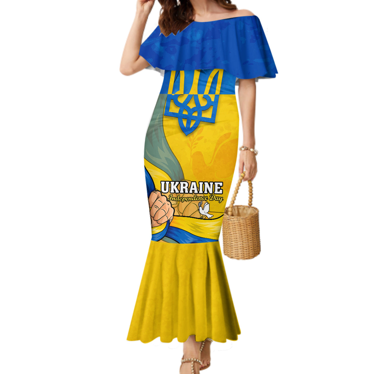 Ukraine Independence Day Mermaid Dress Ukrainian Trident Special Version - Wonder Print Shop