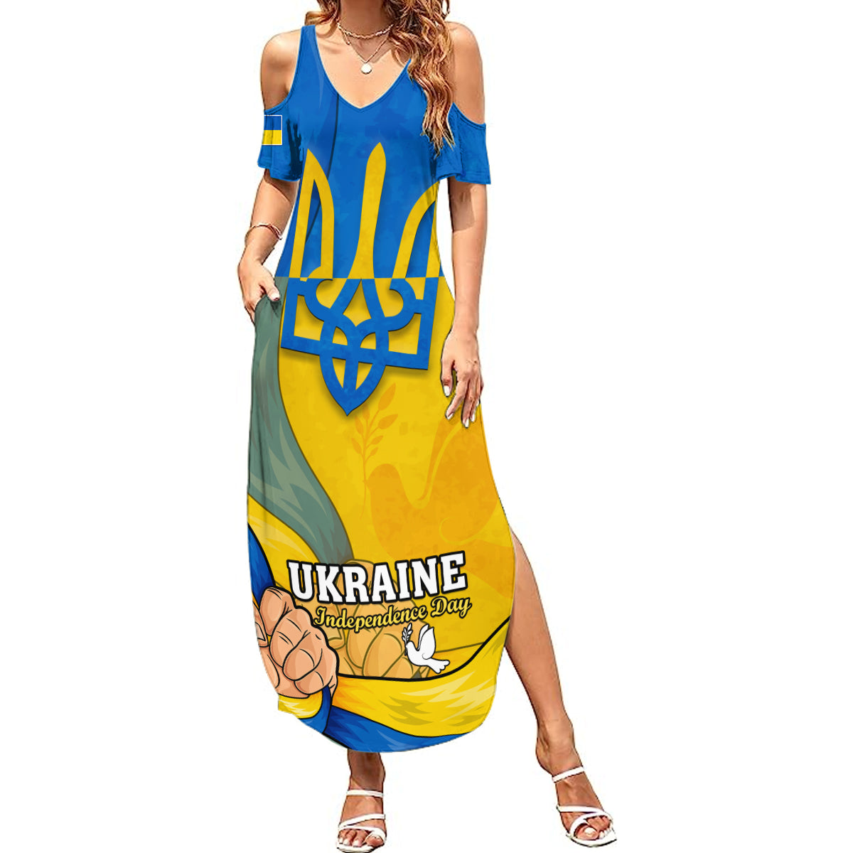 Ukraine Independence Day Summer Maxi Dress Ukrainian Trident Special Version - Wonder Print Shop