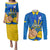 Personalised Ukraine Independence Day Couples Matching Puletasi Dress and Long Sleeve Button Shirts Ukrainian Trident Special Version - Wonder Print Shop