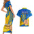 Personalised Ukraine Independence Day Couples Matching Short Sleeve Bodycon Dress and Hawaiian Shirt Ukrainian Trident Special Version - Wonder Print Shop