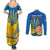 Personalised Ukraine Independence Day Couples Matching Summer Maxi Dress and Long Sleeve Button Shirts Ukrainian Trident Special Version - Wonder Print Shop