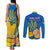 Personalised Ukraine Independence Day Couples Matching Tank Maxi Dress and Long Sleeve Button Shirts Ukrainian Trident Special Version - Wonder Print Shop