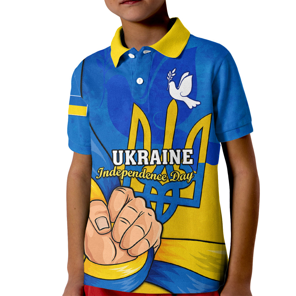 Personalised Ukraine Independence Day Kid Polo Shirt Ukrainian Trident Special Version - Wonder Print Shop