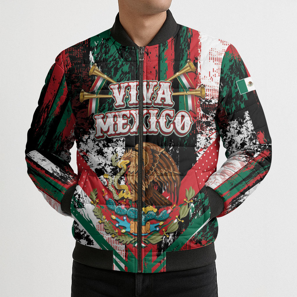 Personalized Viva Mexico Bomber Puffer Jacket Happy Independence Day