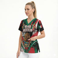 Personalized Viva Mexico Scrub Top Happy Independence Day