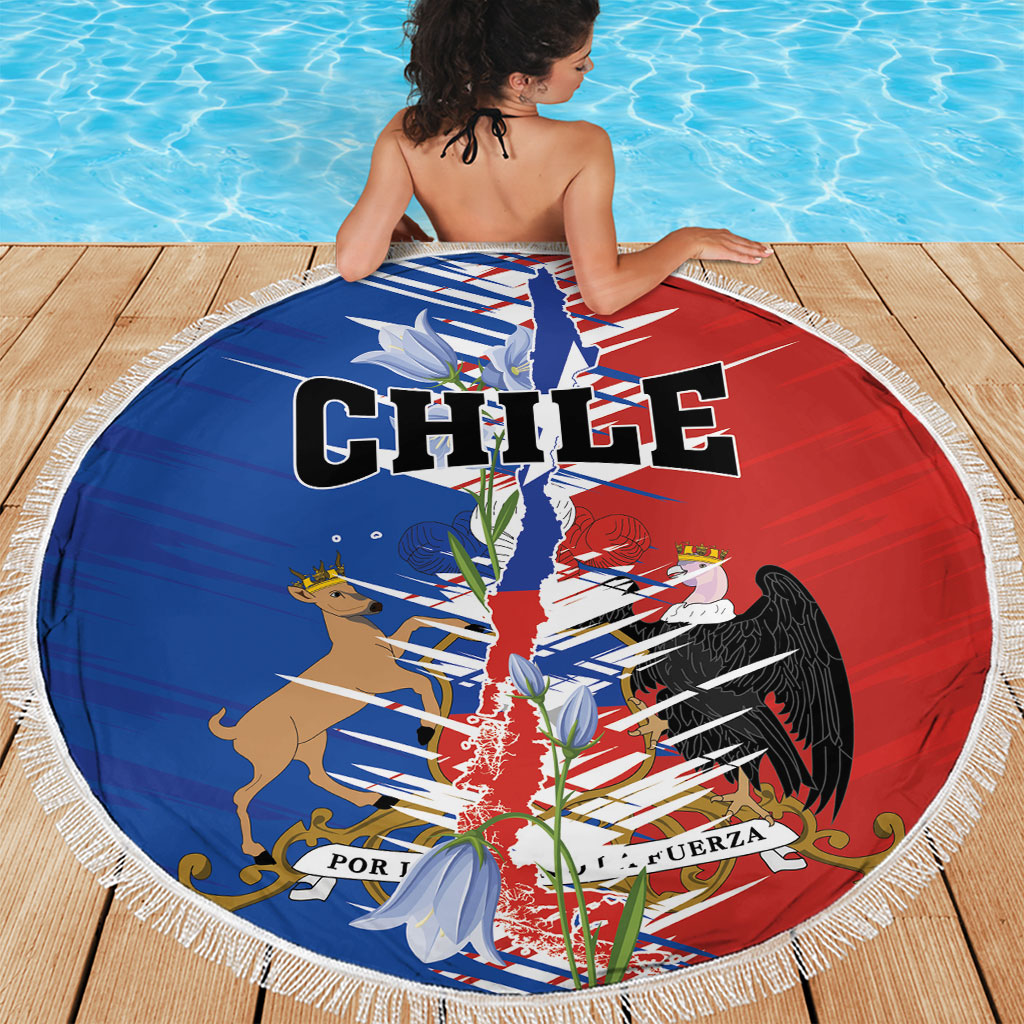 Chile Flag Map Beach Blanket Happy Independence Day