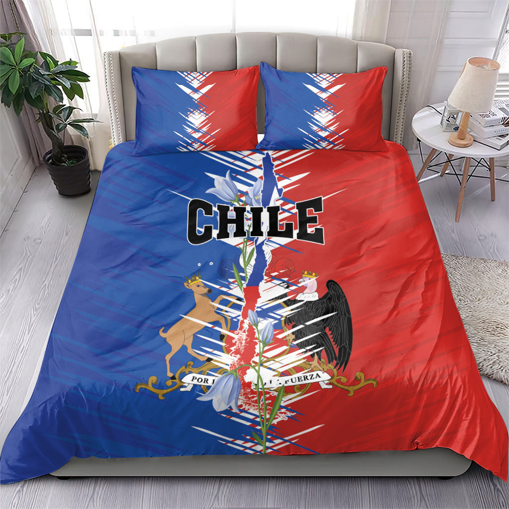 Chile Flag Map Bedding Set Happy Independence Day