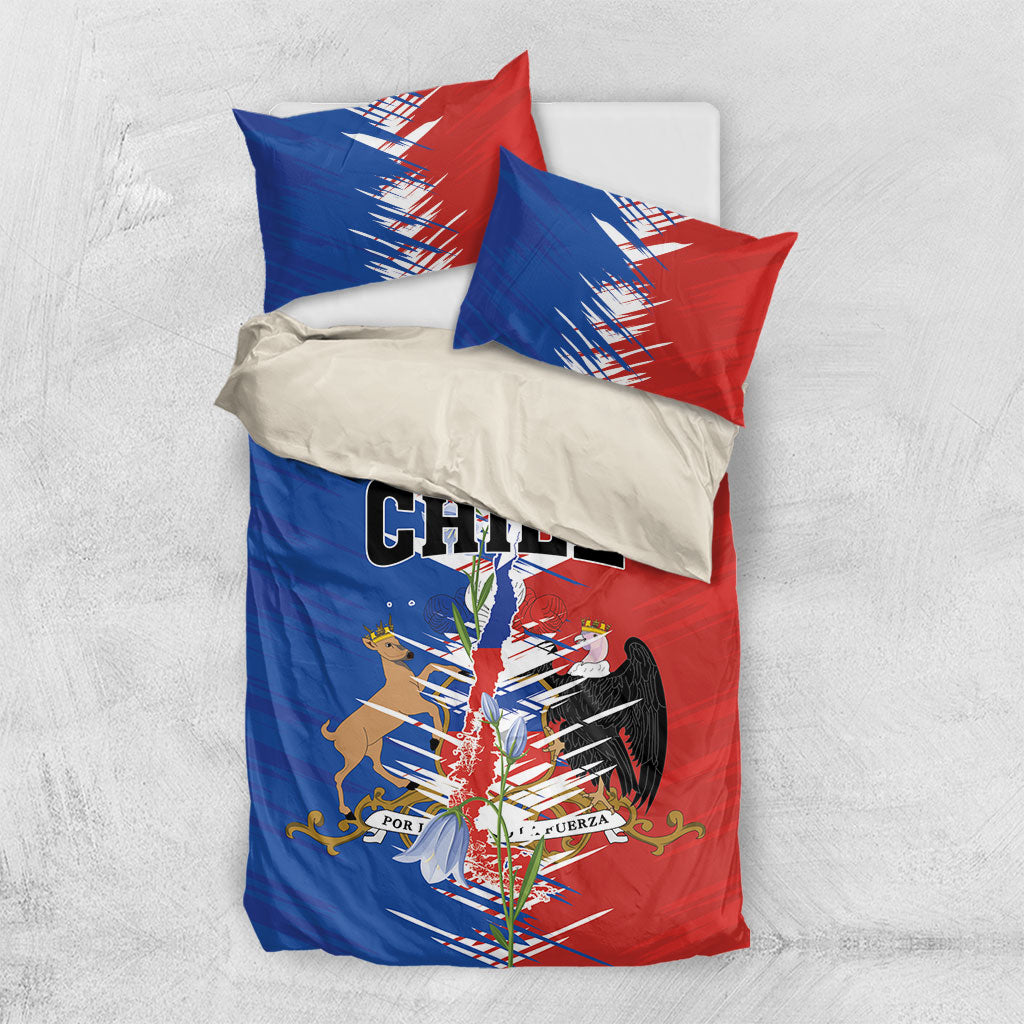 Chile Flag Map Bedding Set Happy Independence Day