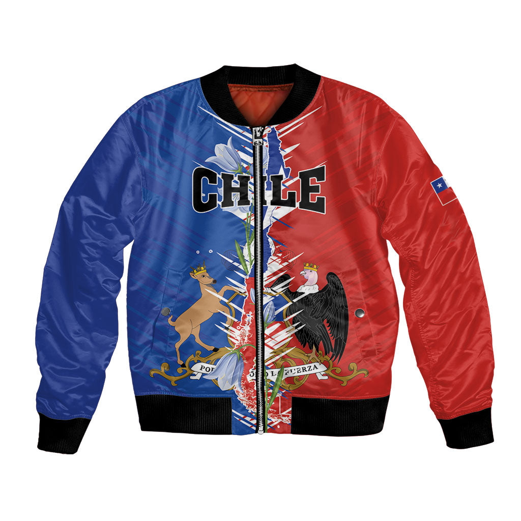 Personalized Chile Flag Map Bomber Jacket Happy Independence Day