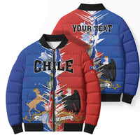 Personalized Chile Flag Map Bomber Puffer Jacket Happy Independence Day
