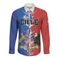 Personalized Chile Flag Map Long Sleeve Button Shirt Happy Independence Day