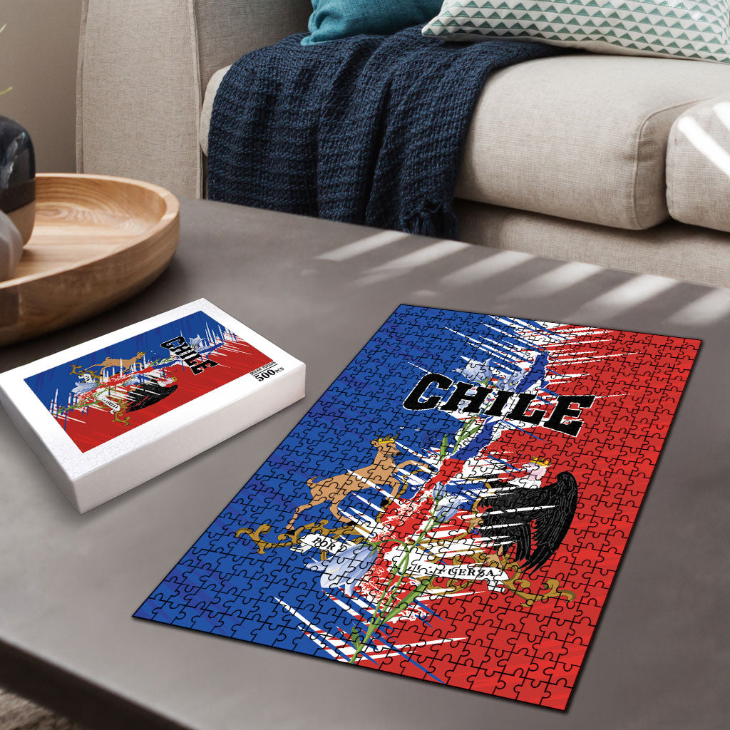 Chile Flag Map Puzzle Happy Independence Day