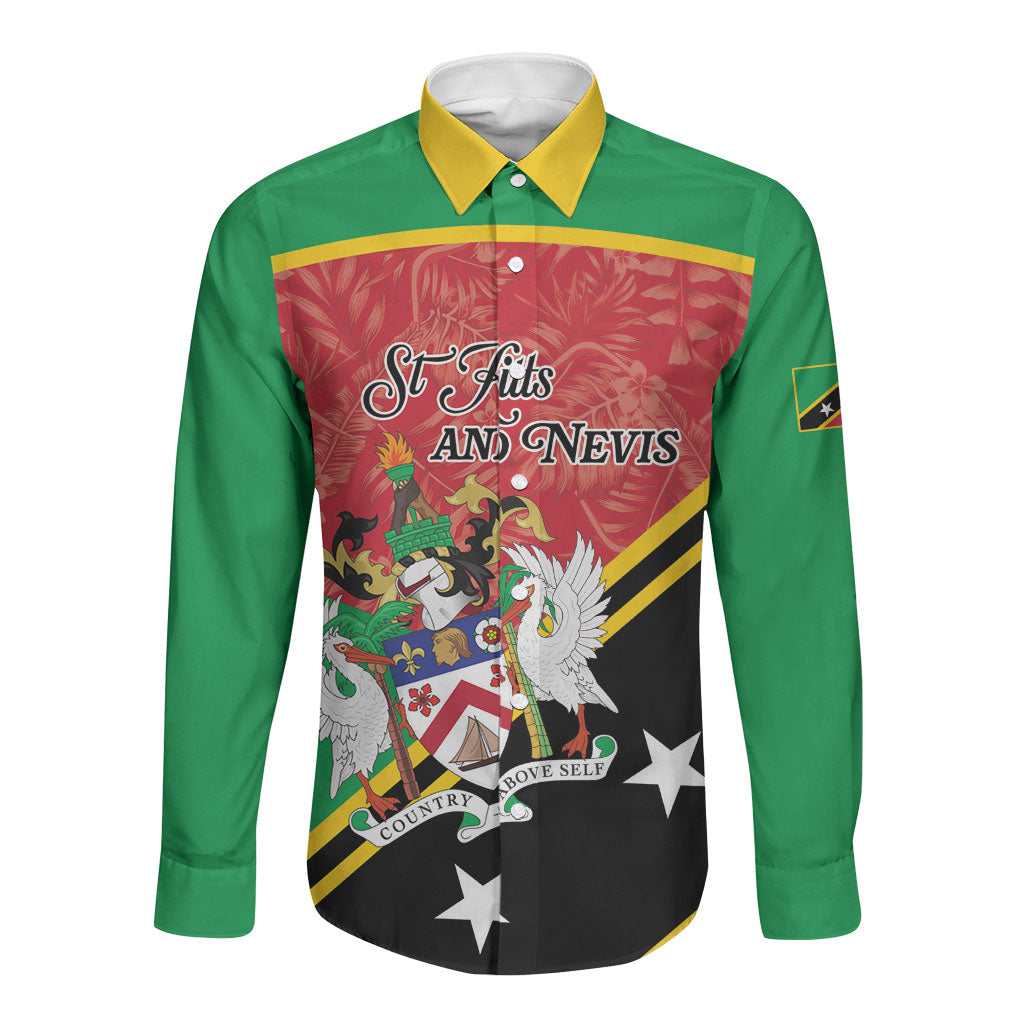 Personalized Saint Kitts and Nevis Long Sleeve Button Shirt Happy Independence Day