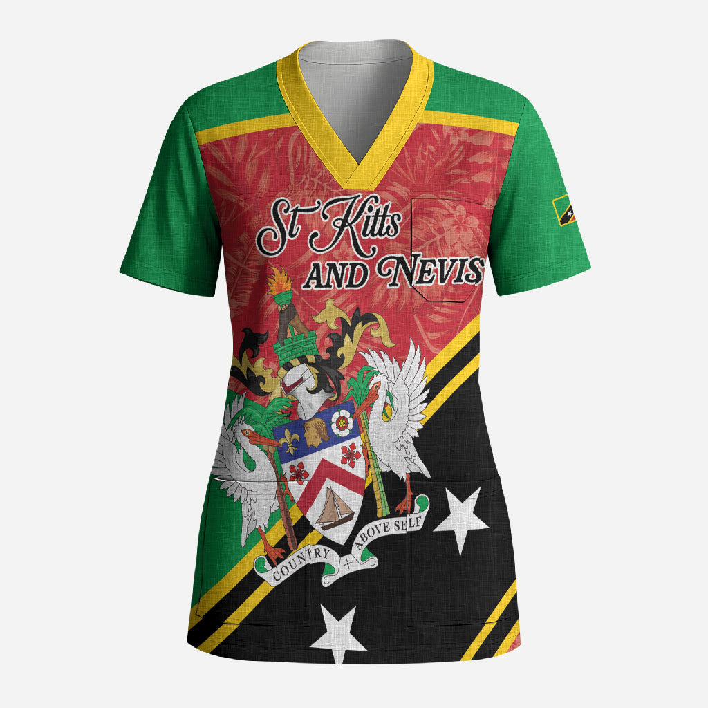 Personalized Saint Kitts and Nevis Scrub Top Happy Independence Day