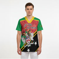 Personalized Saint Kitts and Nevis Scrub Top Happy Independence Day